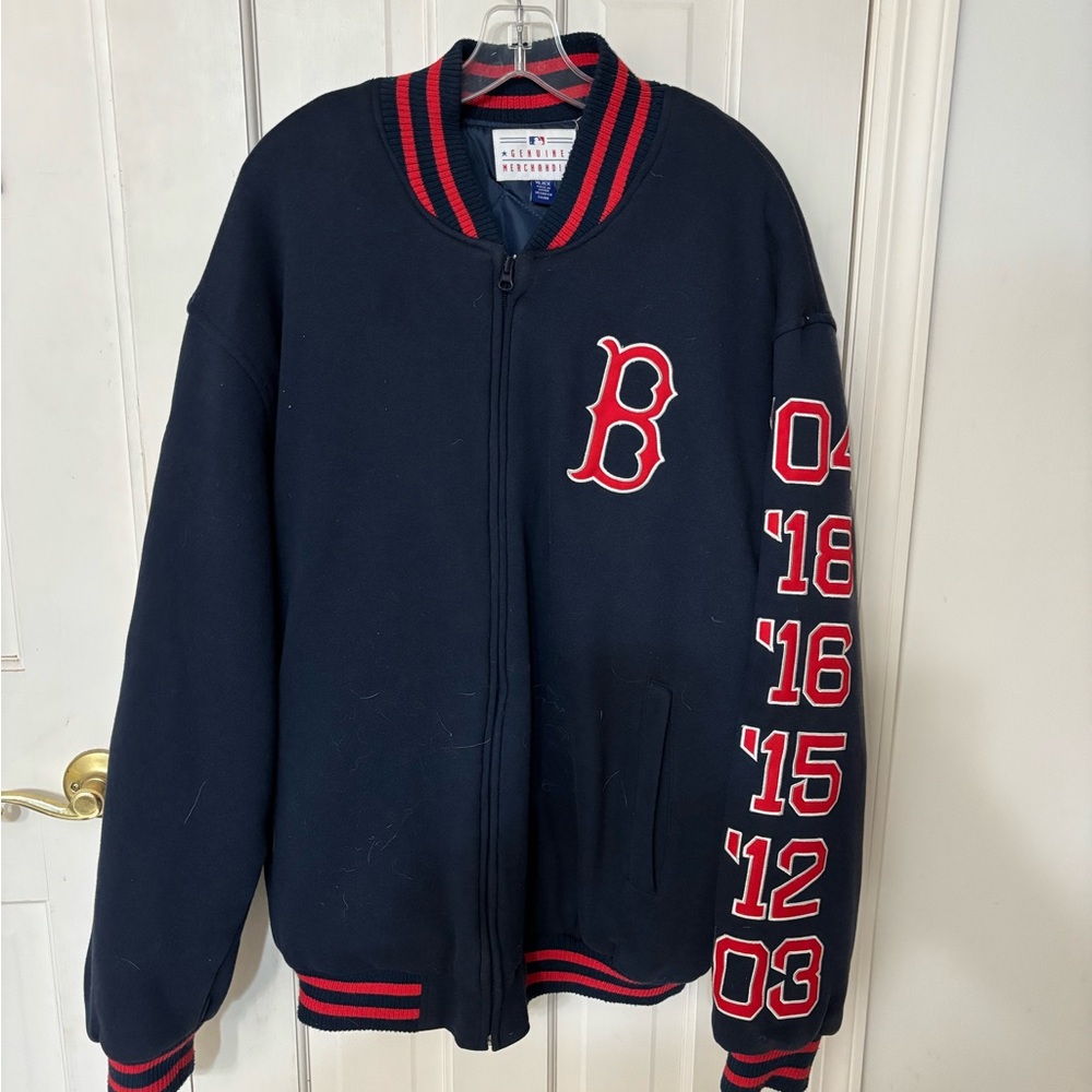 Genuine Merchandise Boston Red Sox Navy Jacket with Red Stripes and Patches
